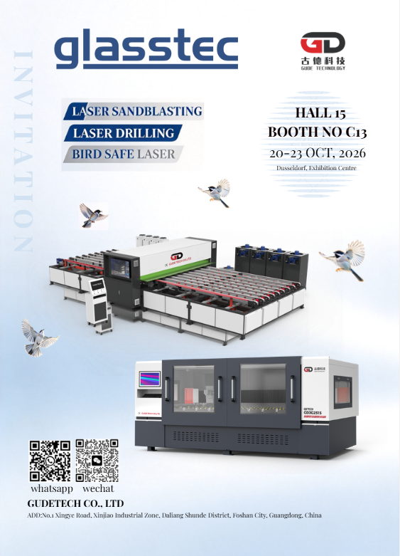 Glasstec 2026, Dusseldorf Germany–Gudelaser booth No. 15C13